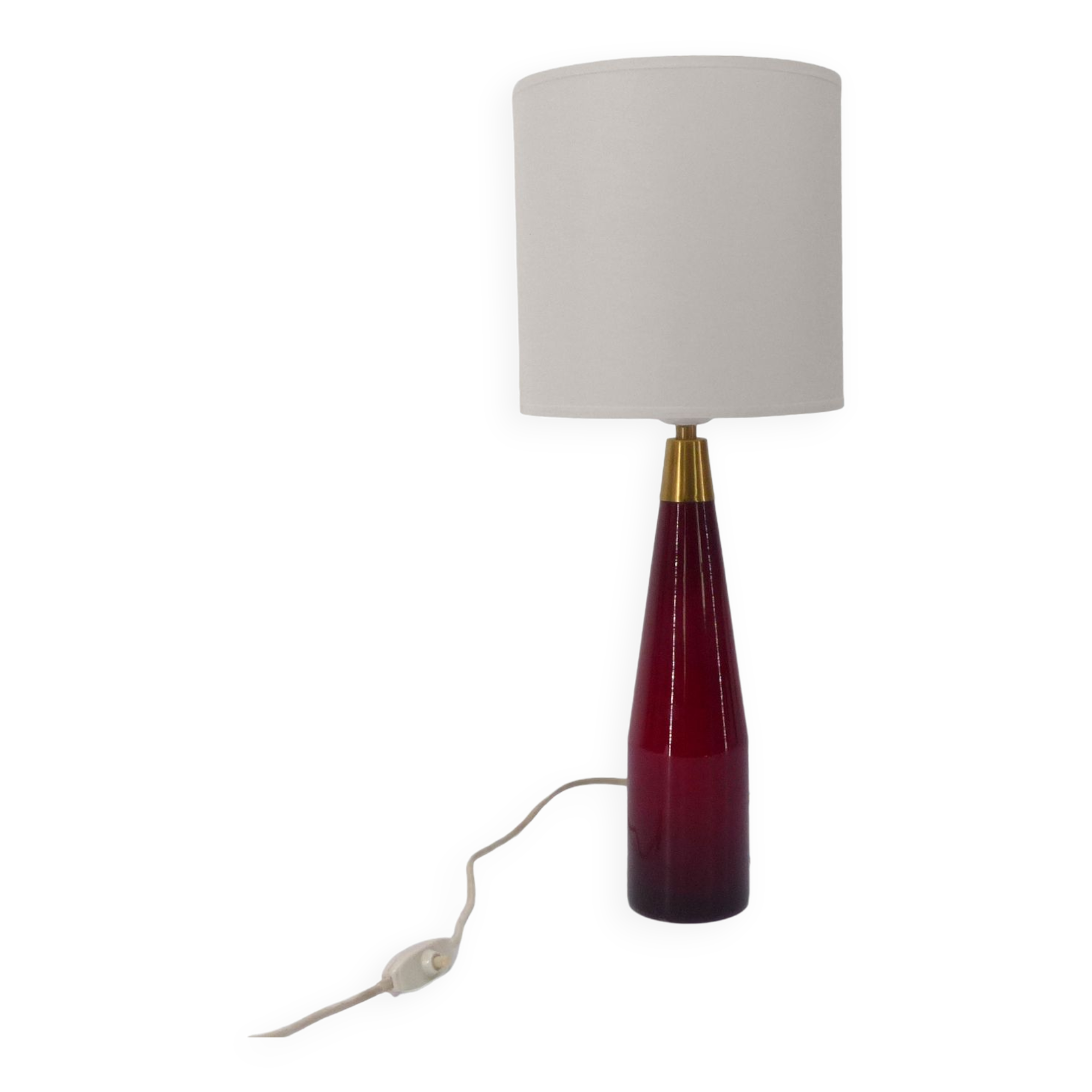Scandinavian lamp in red glass Kastrup Denmark 1960