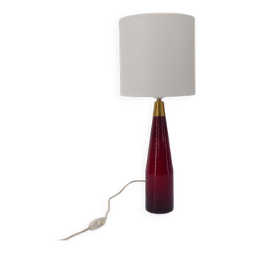 Scandinavian lamp in red glass Kastrup Denmark 1960