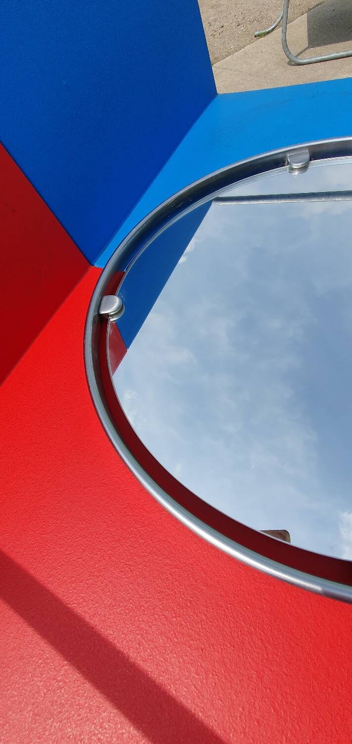 Miroir rond vintage en aluminium Egon Hillebrand, ø 53 cm, années 1960, Allemagne