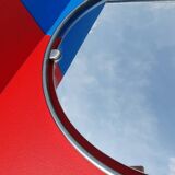 Miroir rond vintage en aluminium Egon Hillebrand, ø 53 cm, années 1960, Allemagne