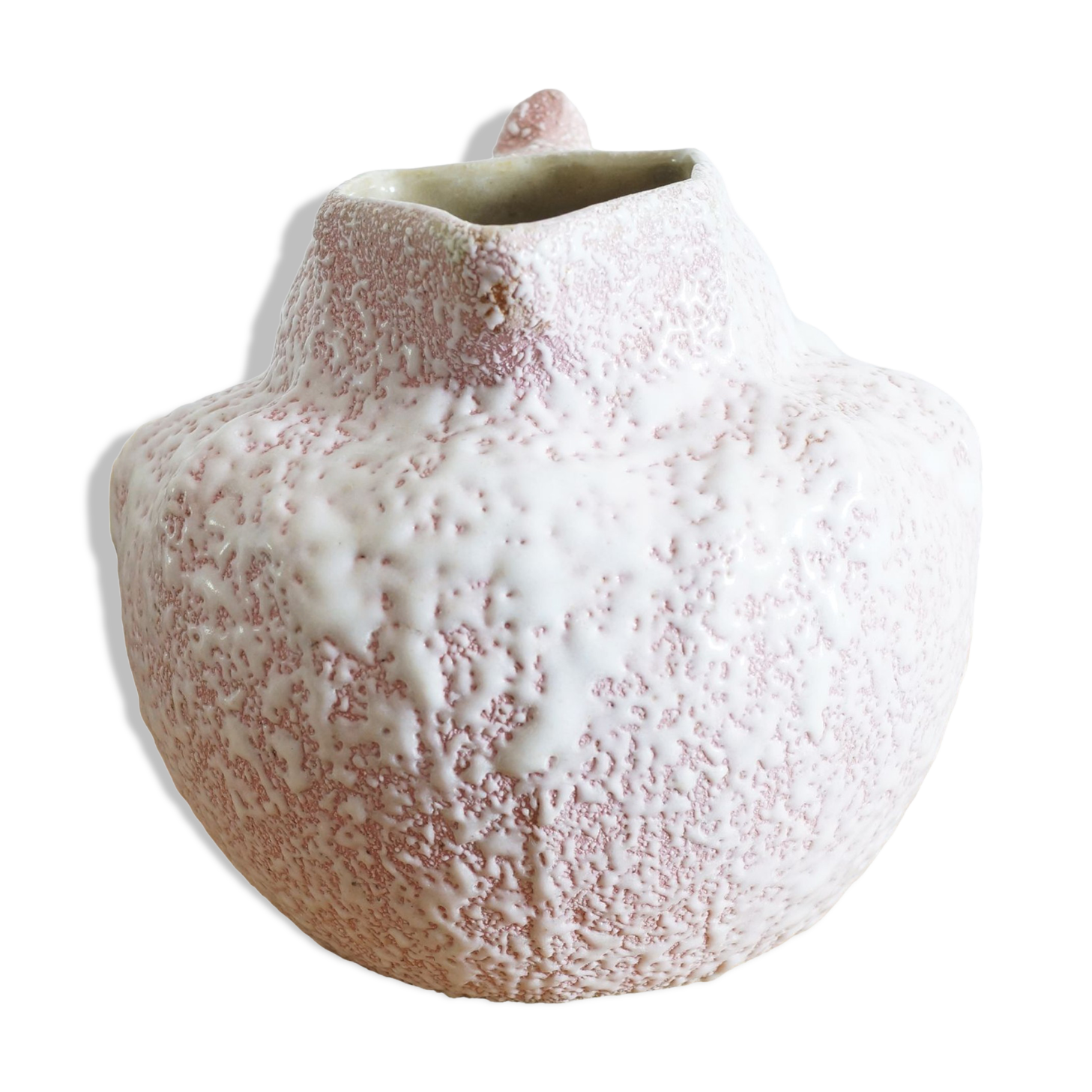 Art Nouveau ceramic pitcher with lava stone look