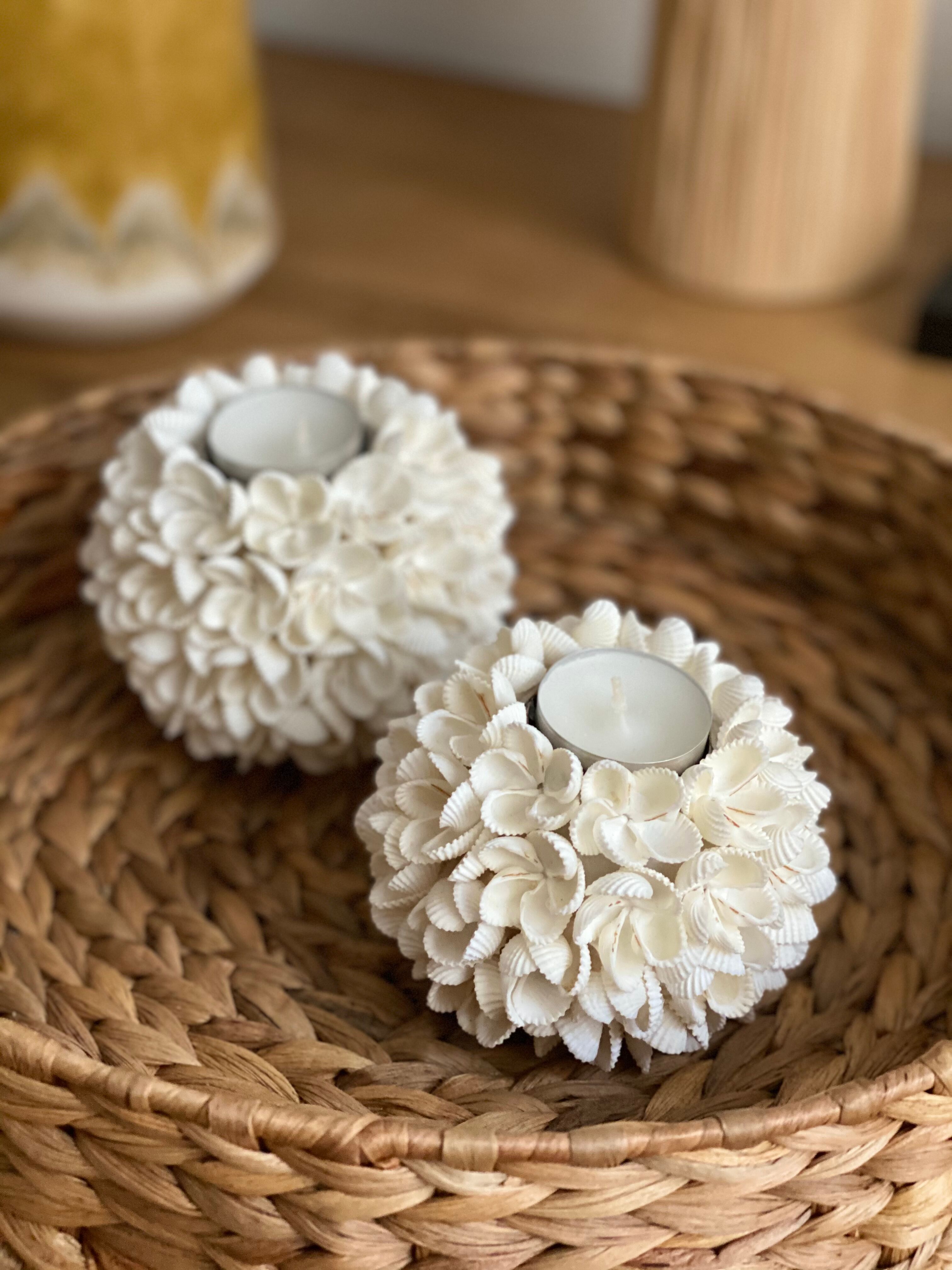 Candlestick in bali shells vintage bohemian size M