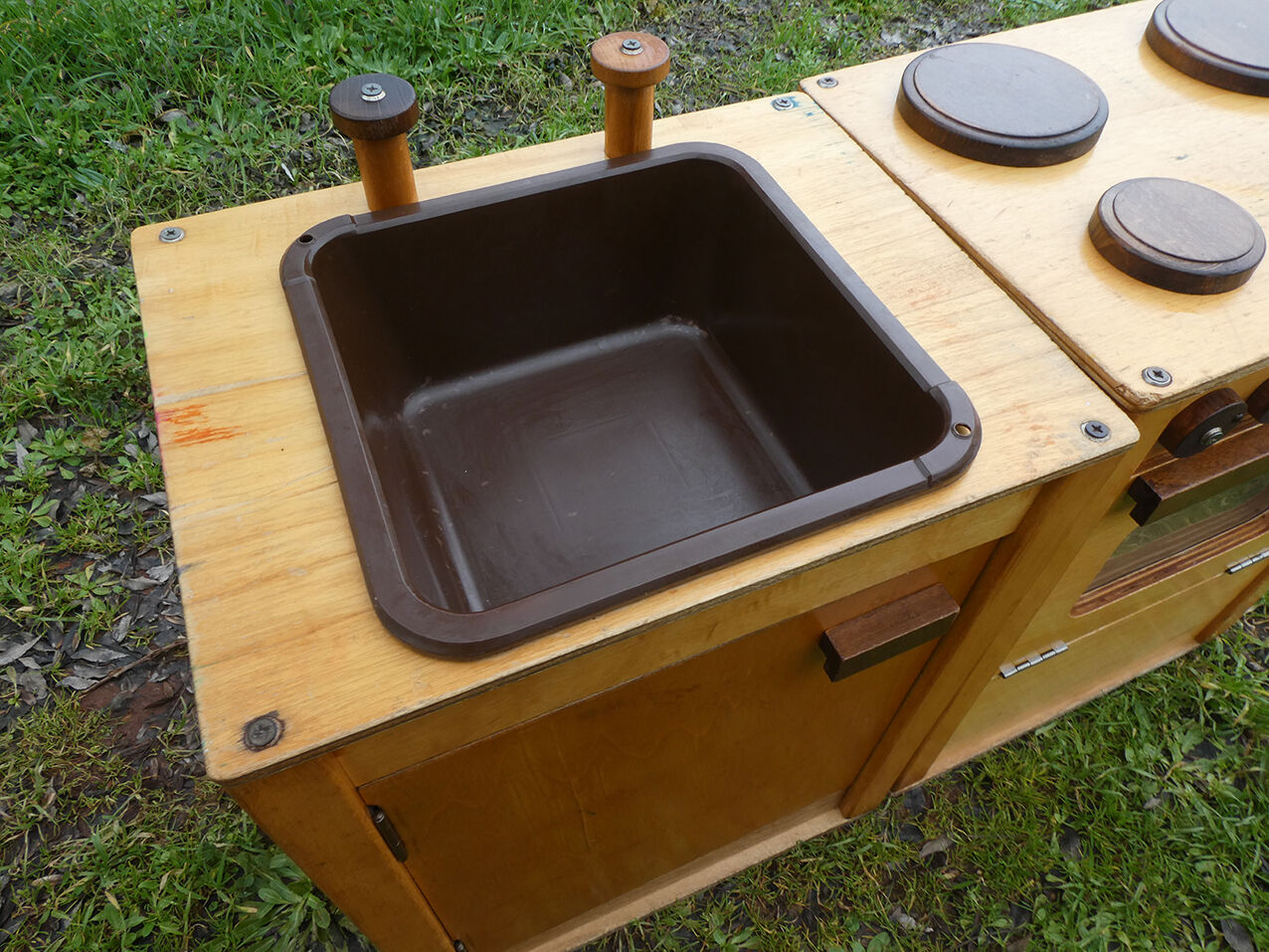 Vintage wooden children's school kitchen set