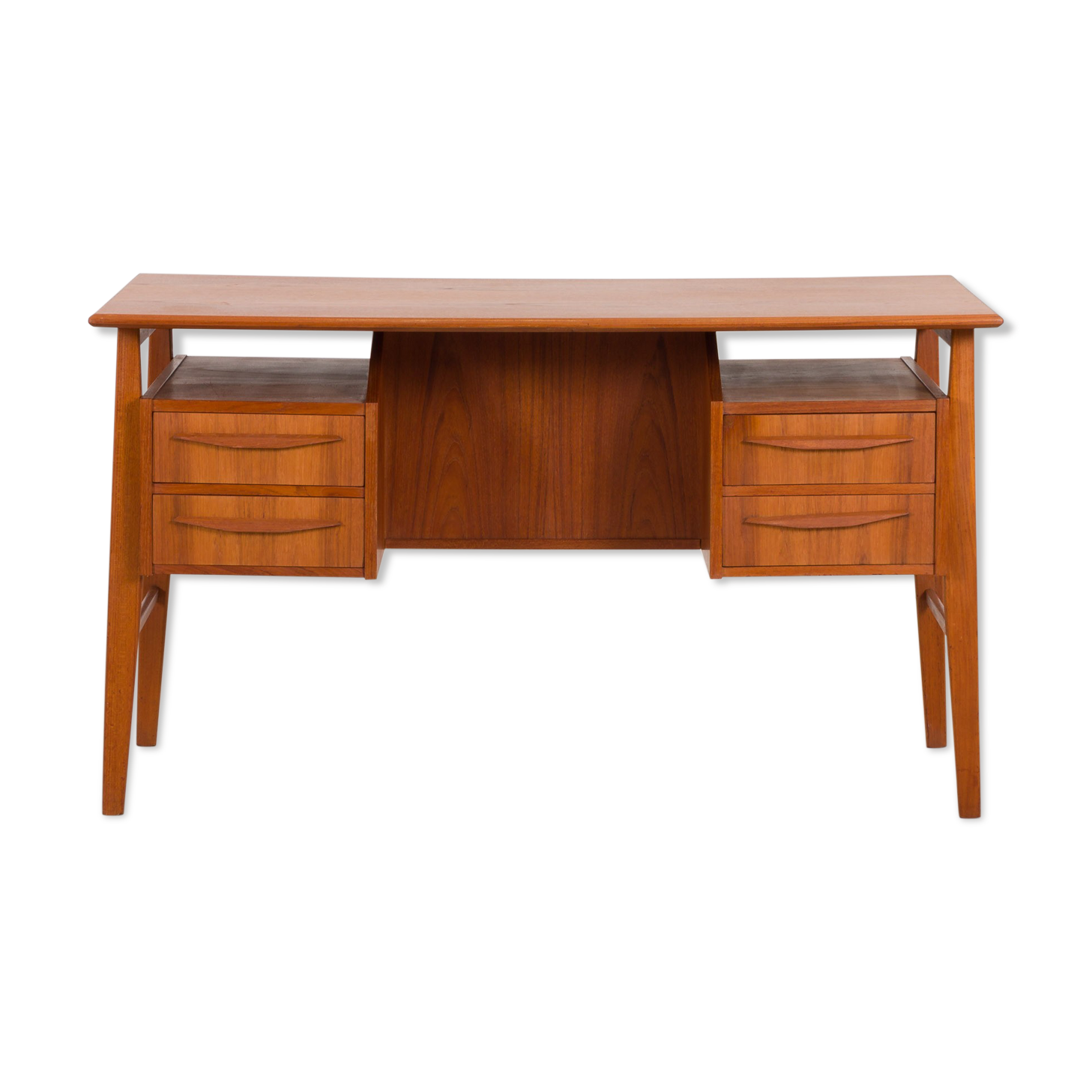 Gunnar Nielsen for Tibergaard teak desk with bar cabinet Denmark 1960s