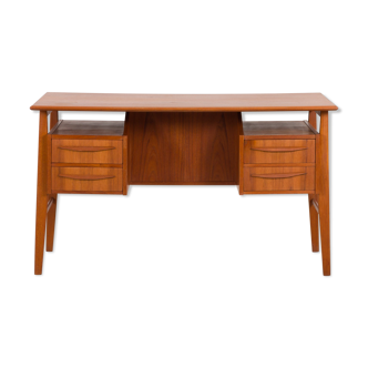 Gunnar Nielsen for Tibergaard teak desk with bar cabinet Denmark 1960s