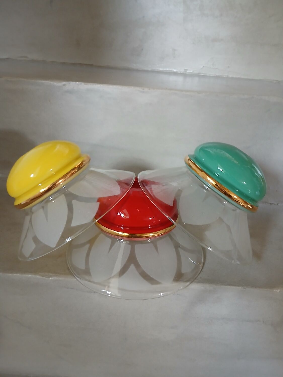 4 Art Deco glass pendant lights