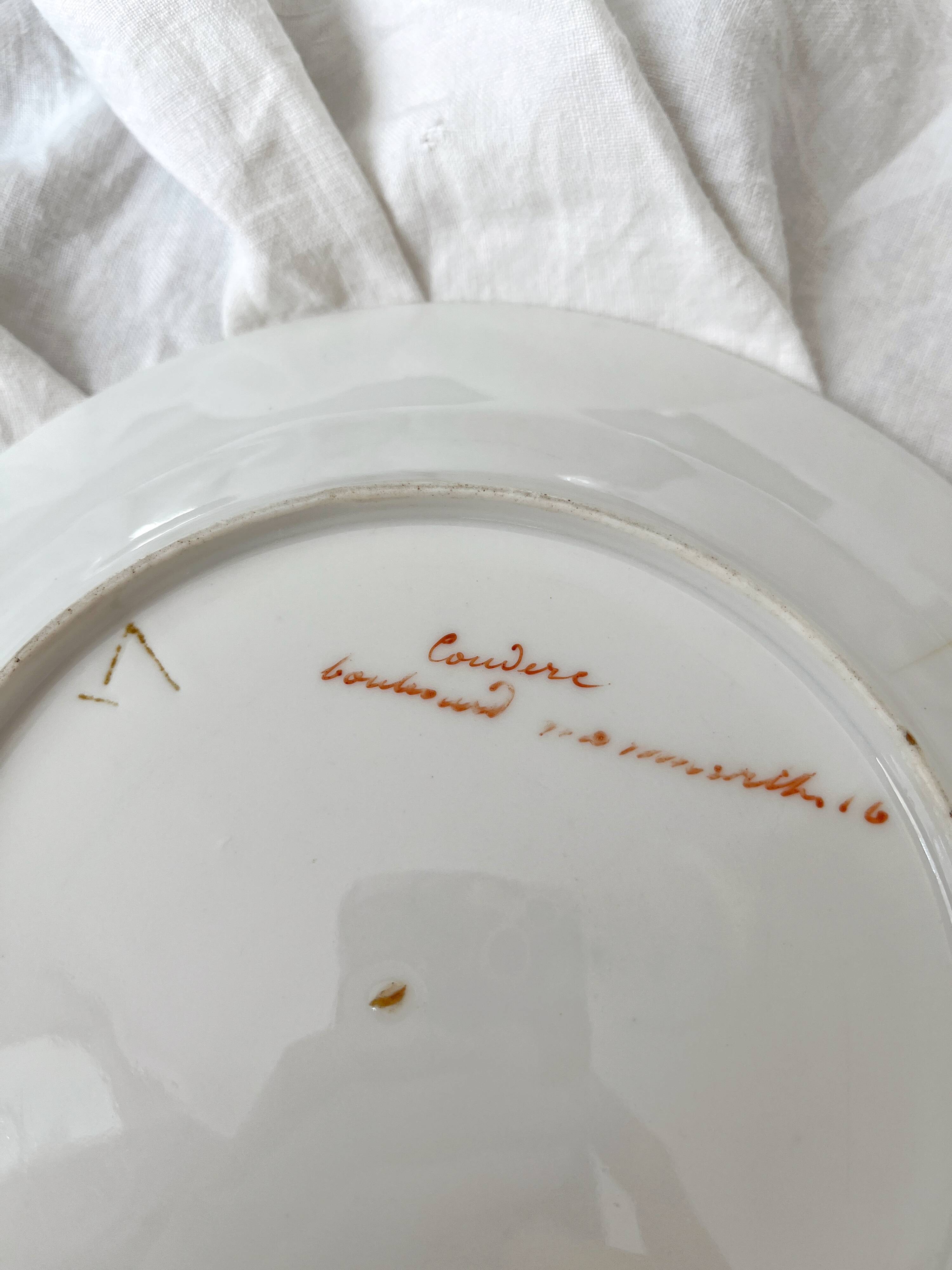 2 antique porcelain dessert plates in the Empire style, 19th century