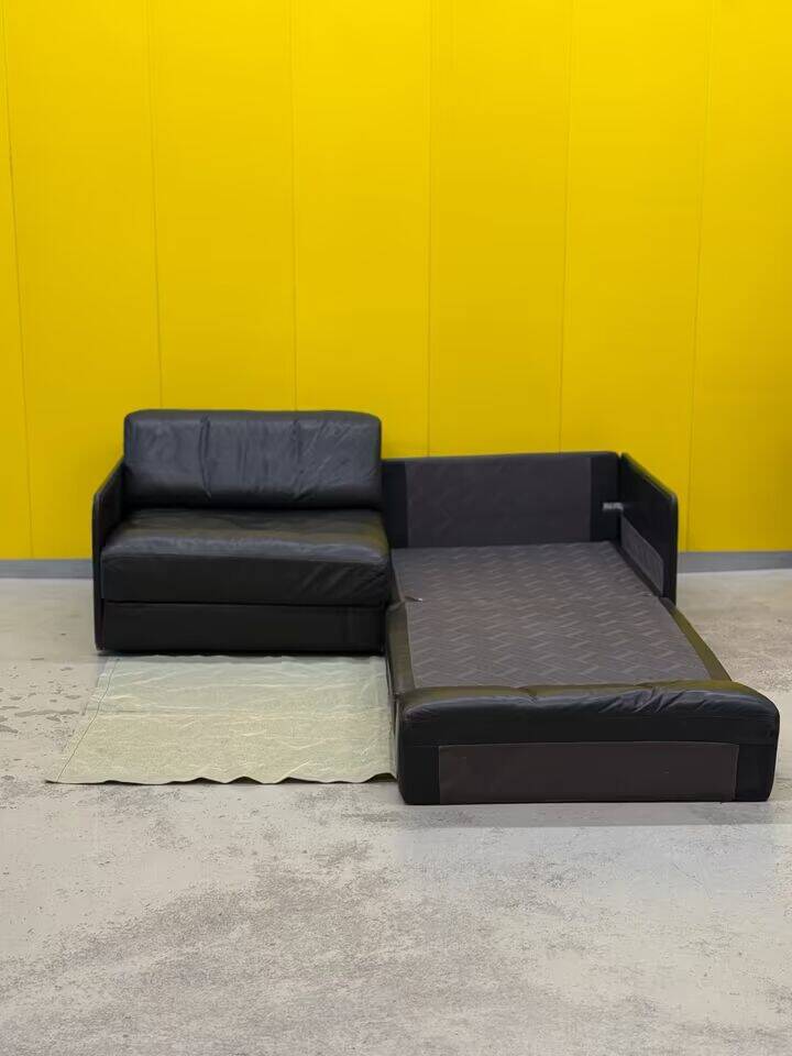 De Sede DS-76 Modular 2-Seater Sofa / Sofa Bed – Black Leather (1970s)