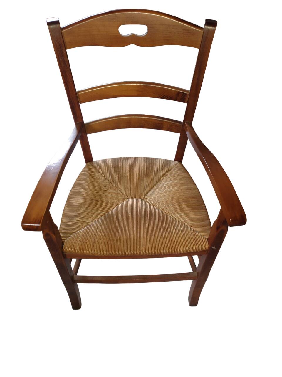 wooden armchair seat paid stained cherry