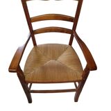 wooden armchair seat paid stained cherry