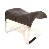 Saporiti Vela Alta leather armchair with ottoman by Giovanni Offredi