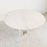 Round italian travertine dining table 1970s