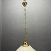 White Murano Glass Pendant Light with Black Rim, Italy, Mid-Century