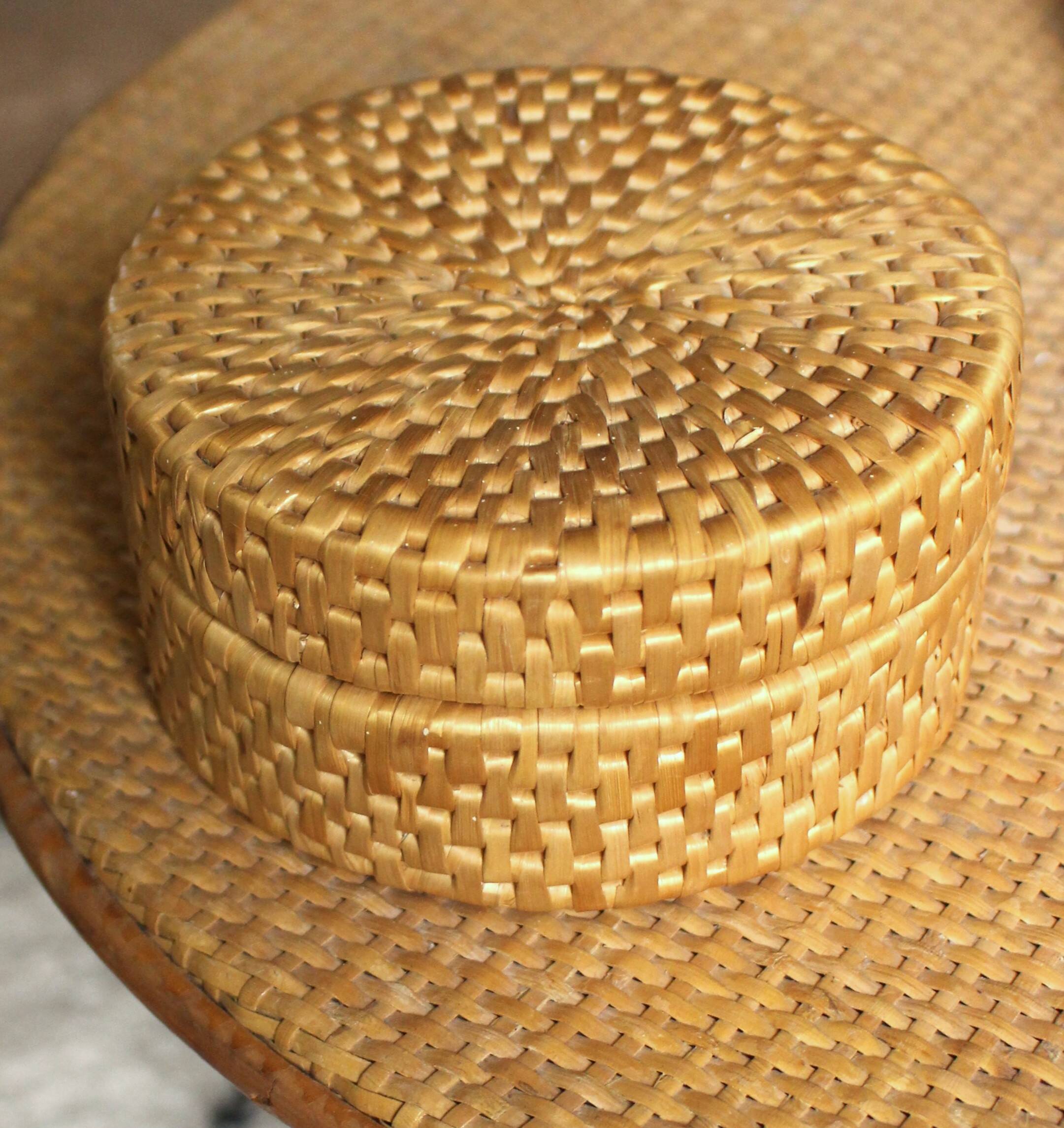 Vintage wicker round basket box