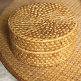 Vintage wicker round basket box