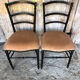 Pair of chairs napoleon 3 black wood & seat velour pink vintage #a196