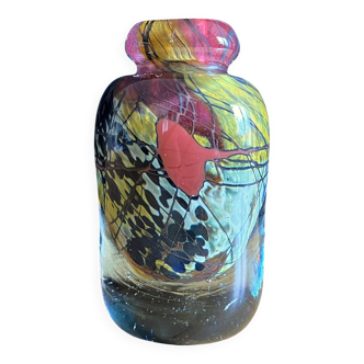Small glass soliflore vase signed LE LONQUER 1982, in impeccable condition.