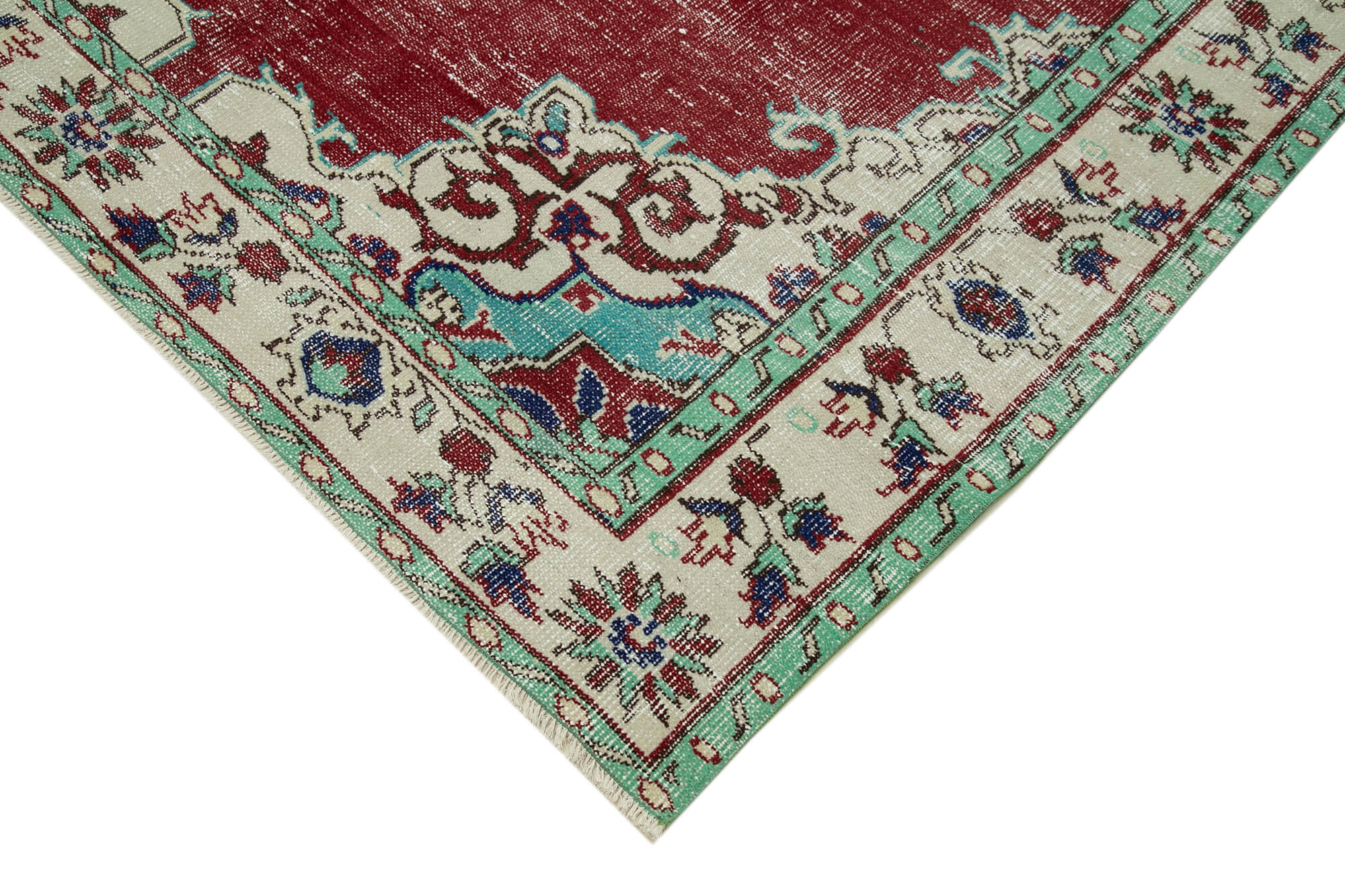 Turkish hand-knotted rustic 1970s beige carpet 190 cm x 291 cm