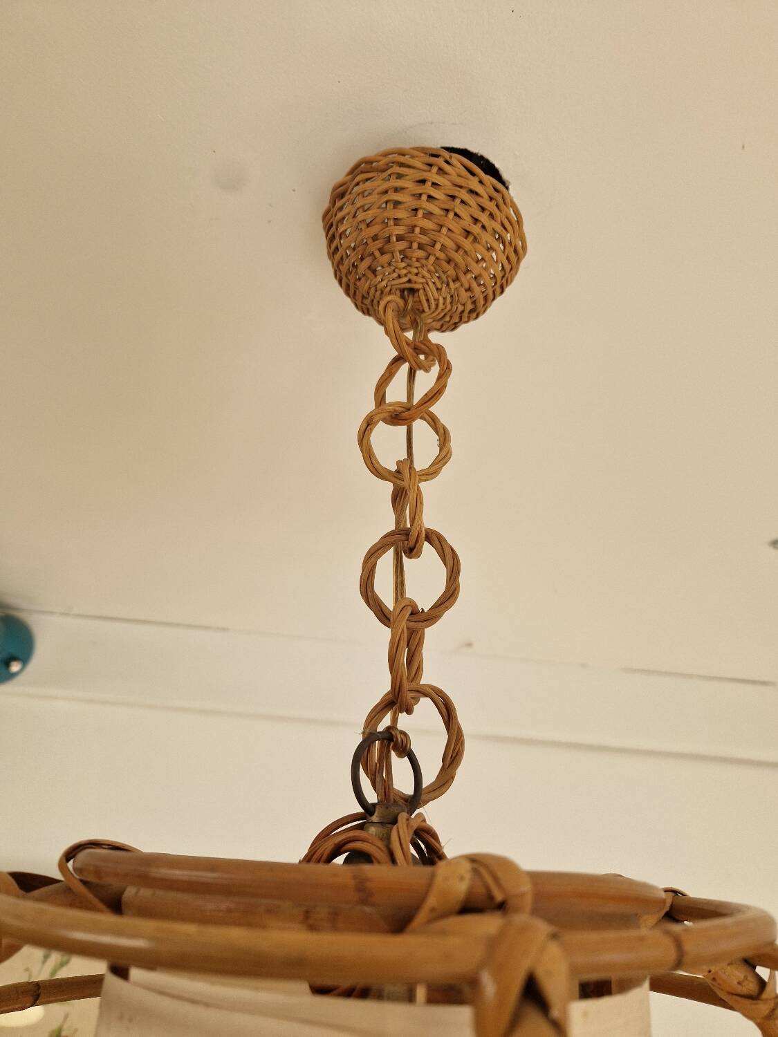 Rattan basket chandelier pendant light