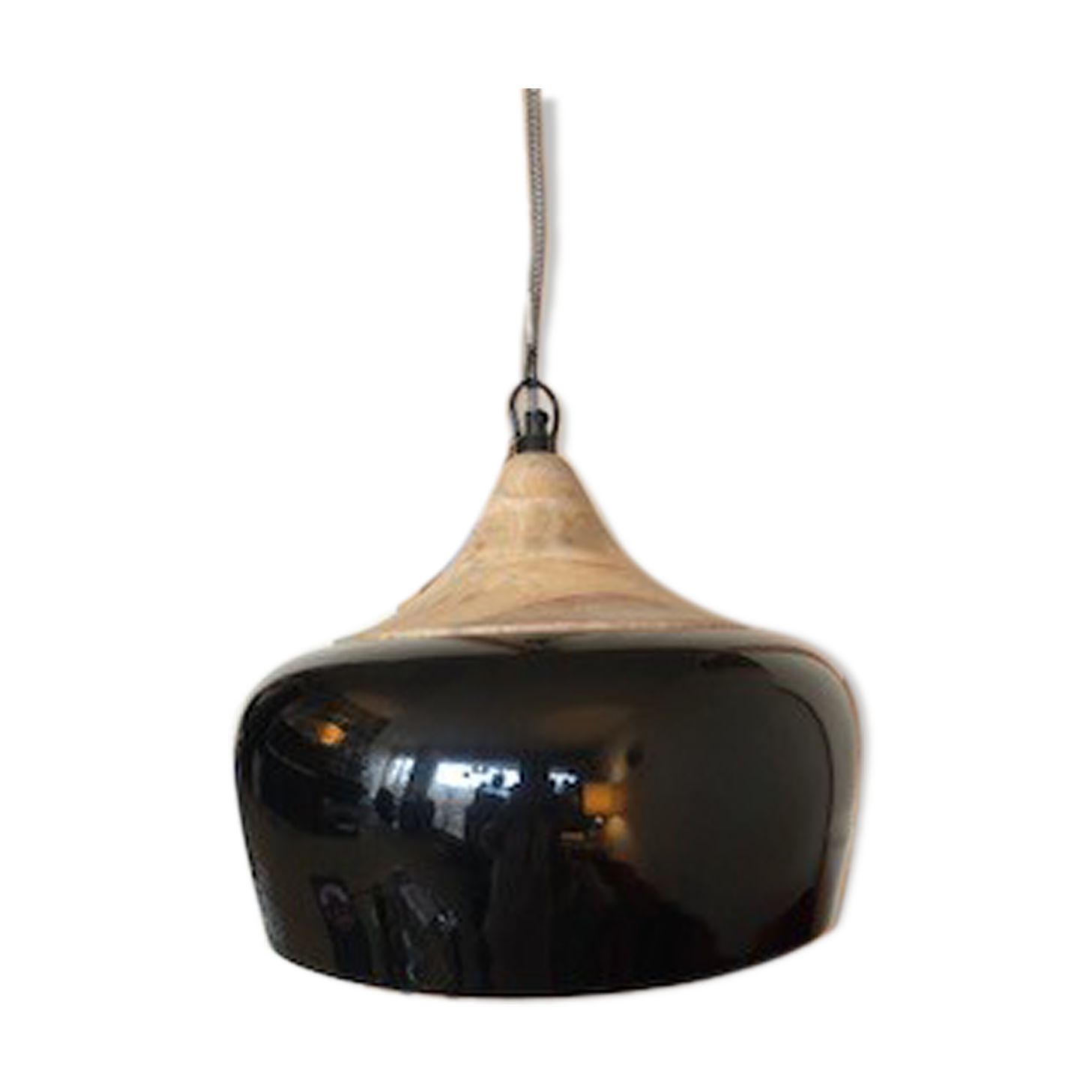 Black lacquered and wood suspension