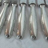 12 Christofle table knives Louis XVI bow ribbon Silver metal punch balance steel blade