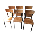 Lot of 6 vintage school chairs