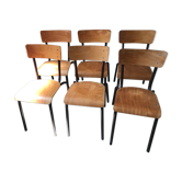 Lot of 6 vintage school chairs