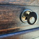 Cabinet storage cabinet with curtains, wooden, vintage.