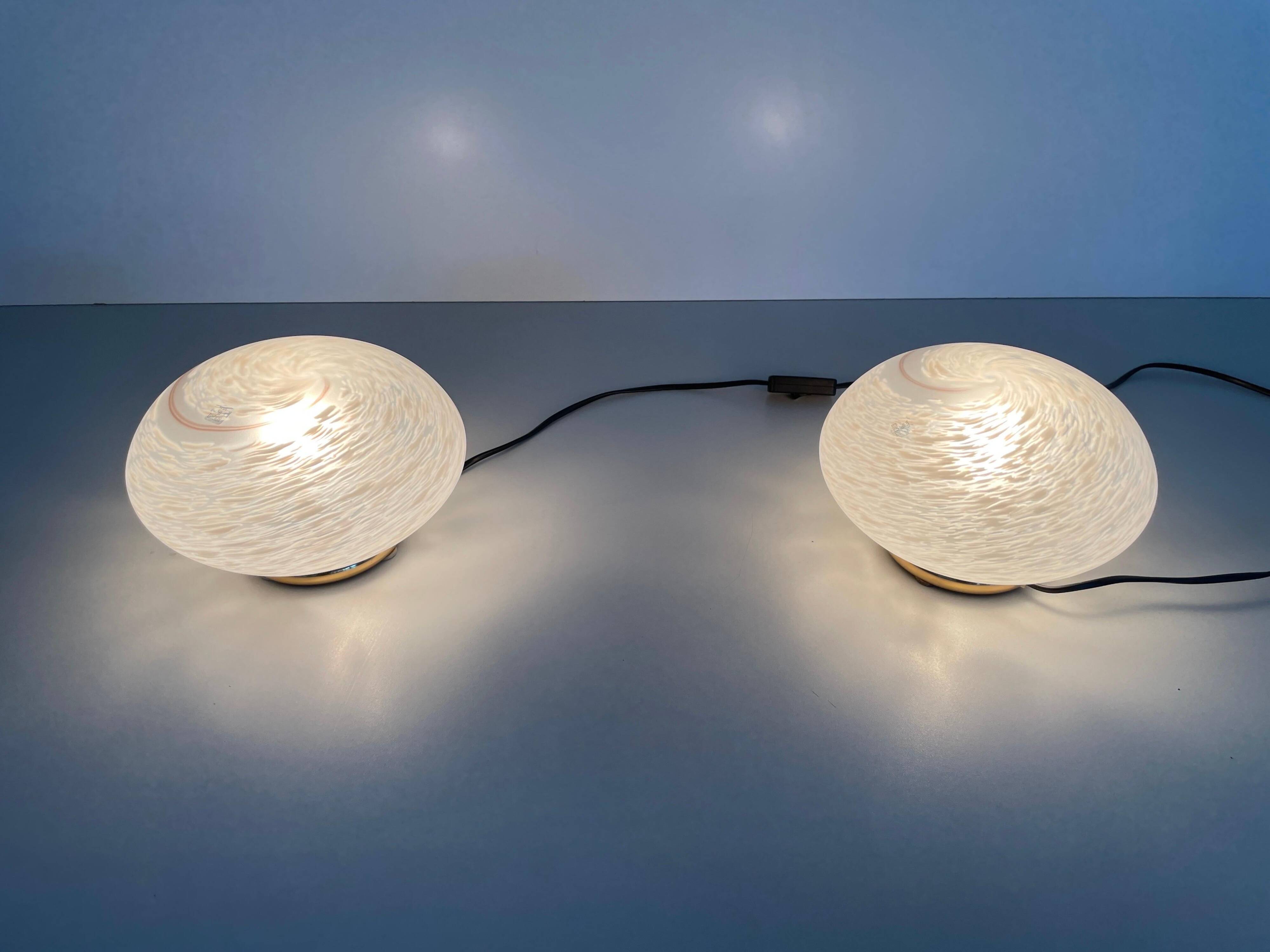 Pair of mid-century glass table lamps by Vetri Murano, 1960s, Italy.