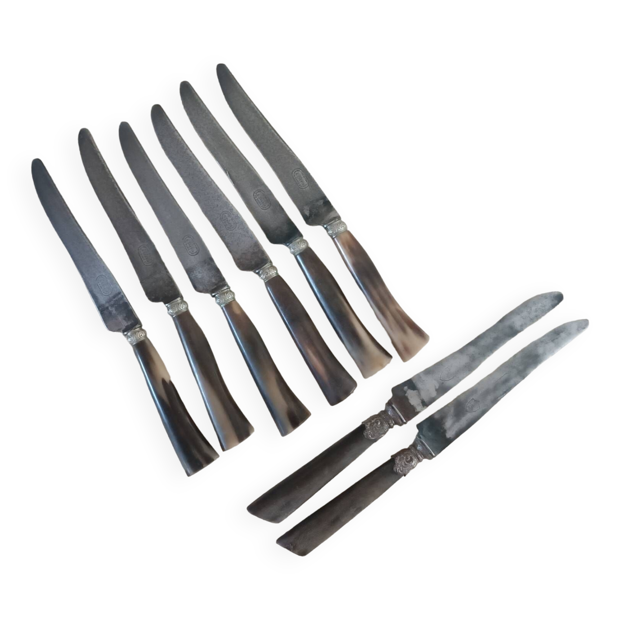 8 old knives with steel blades