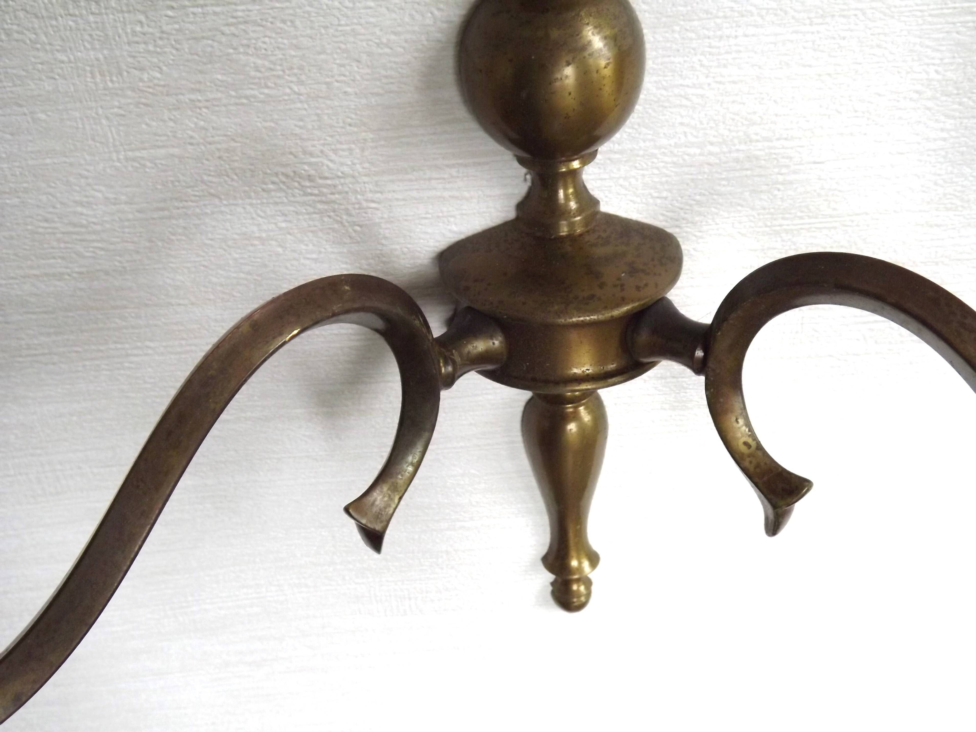 Pair of Double French Vintage Bronze Effect Metal Flemish Wall Lights