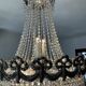 Hot air balloon chandelier in silver bronze and crystal tassels