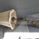 Old brass foot lamp and period lampshade