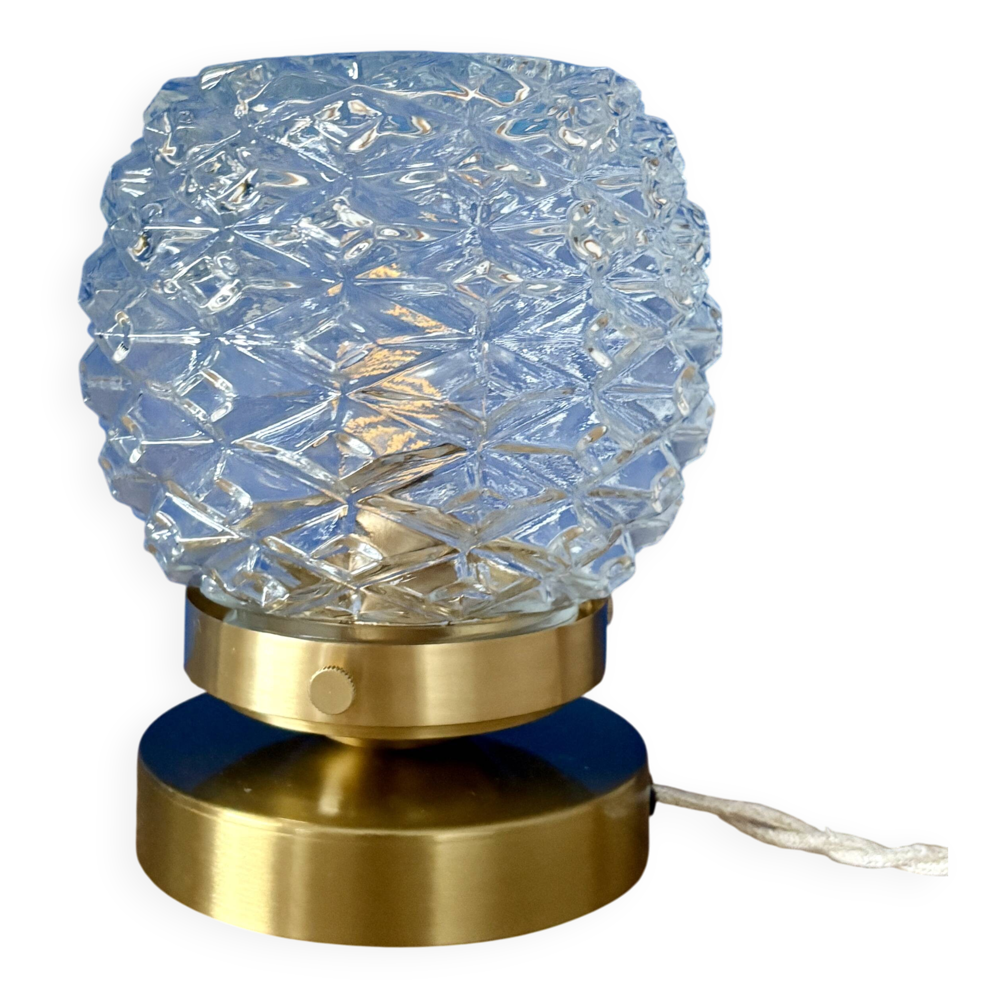 Vintage globe table lamp in moulded glass