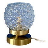 Vintage globe table lamp in moulded glass