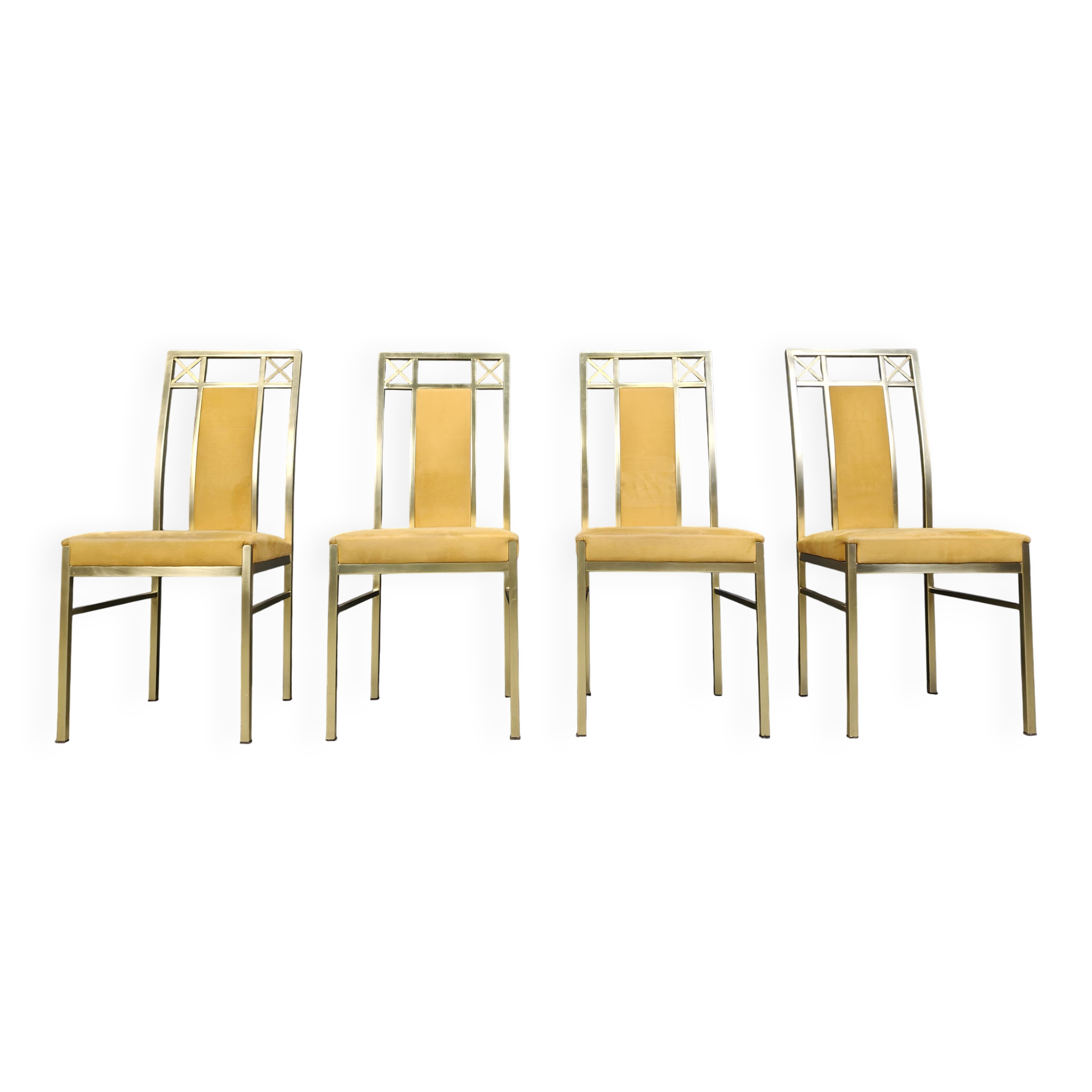 Chaises de salle à manger vintage en laiton de Belgochrom, années 1970