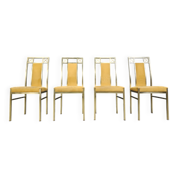 Vintage brass dining chairs by Belgochrom, 1970s