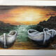 Painting oil antoine barques seaside + gilded wood frame #a220