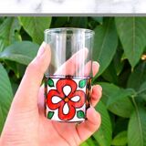 Set of 6 hand-painted tea glasses, floral pattern tea cup.