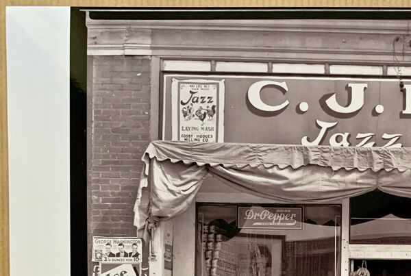 Photo vintage Mississippi 1936 – Devanture CJ Fite Jazz Feeds – Tirage prem