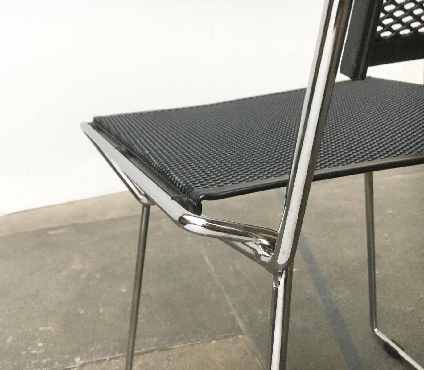 Postmodern vintage metal side chair by Rolf Rahmlow, 1980s