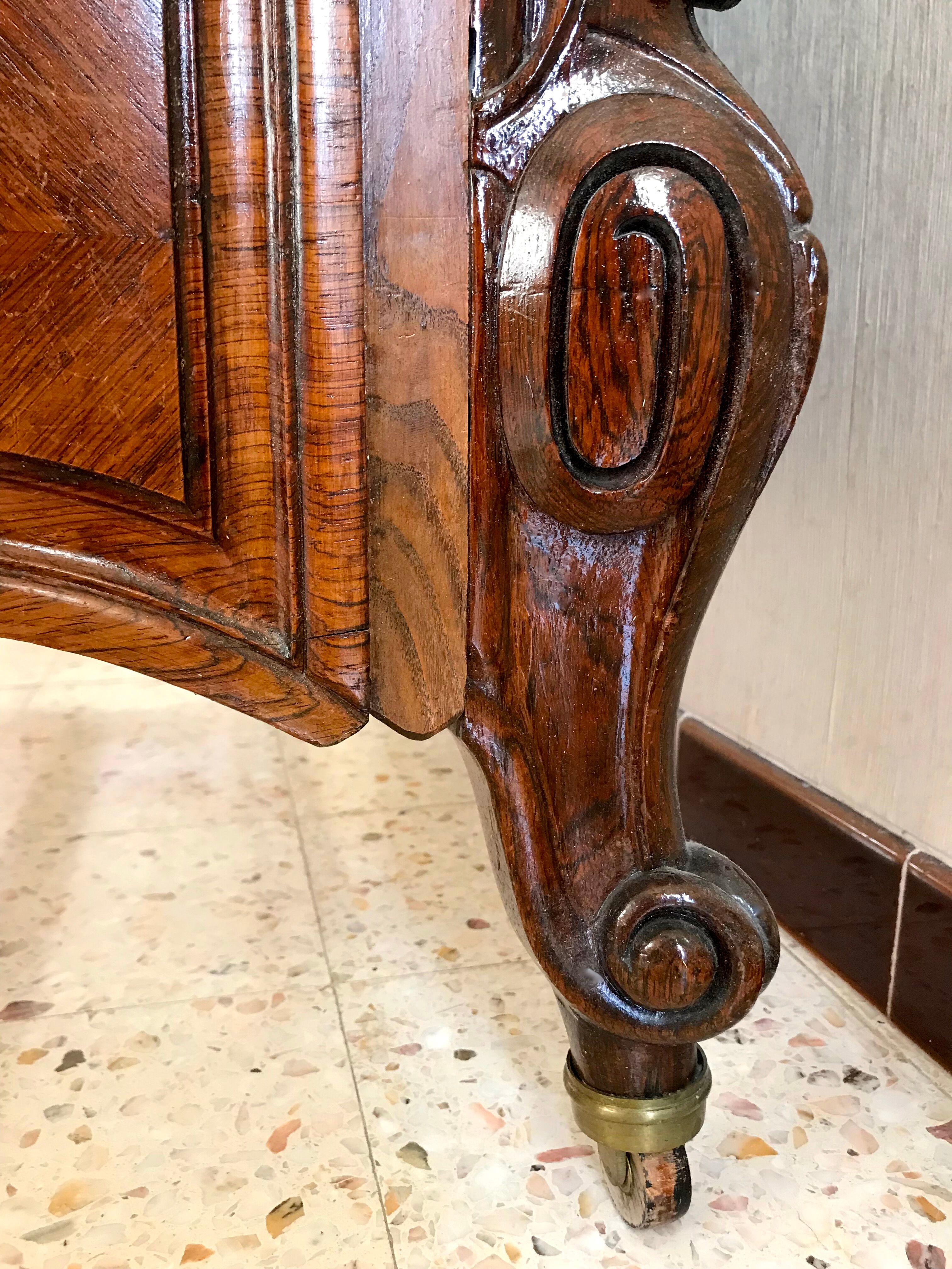 Old wooden bed nineteenth century rocaille style sign camus clermont ferrand