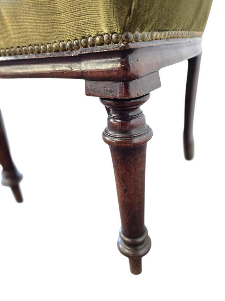 Set of 2 Victorian Balloon Back Chairs with Green Seats