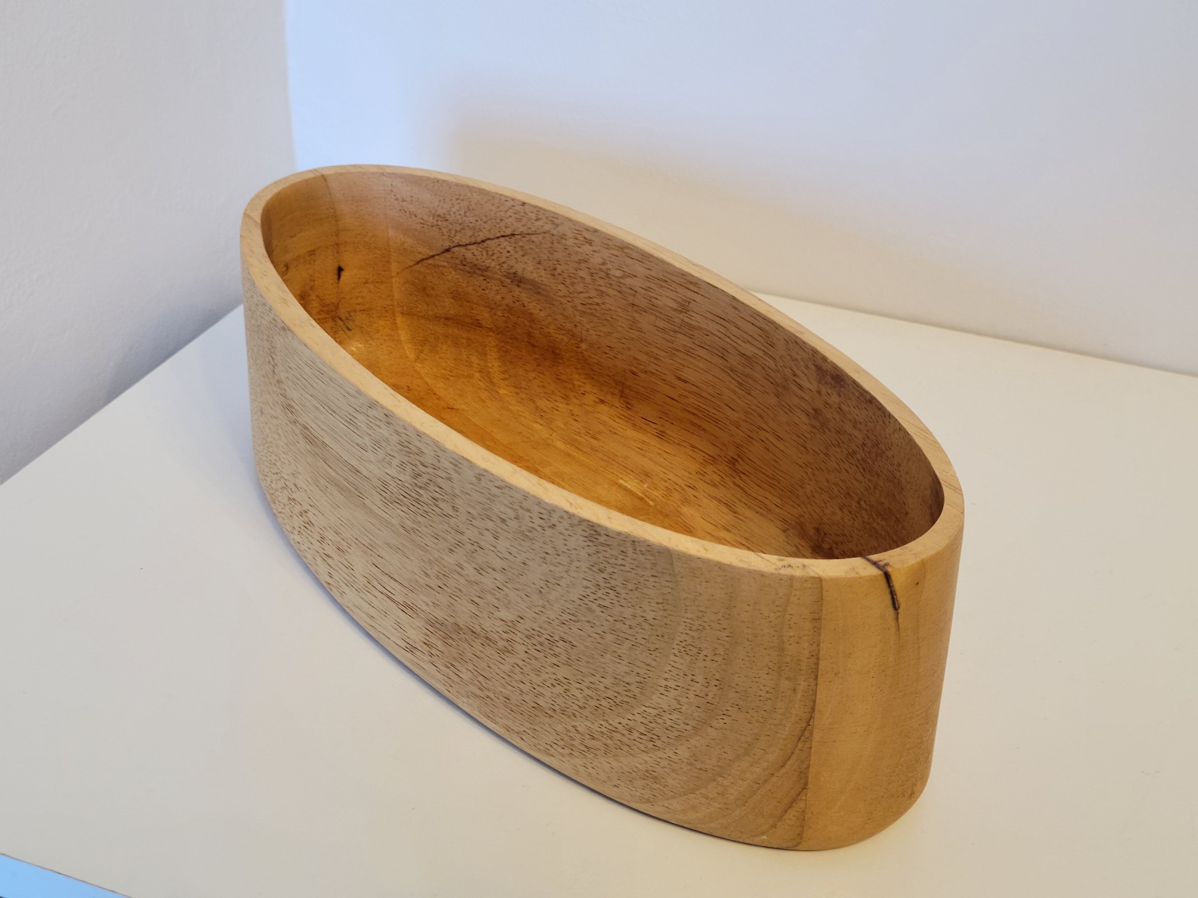 Oval solid wood bowl