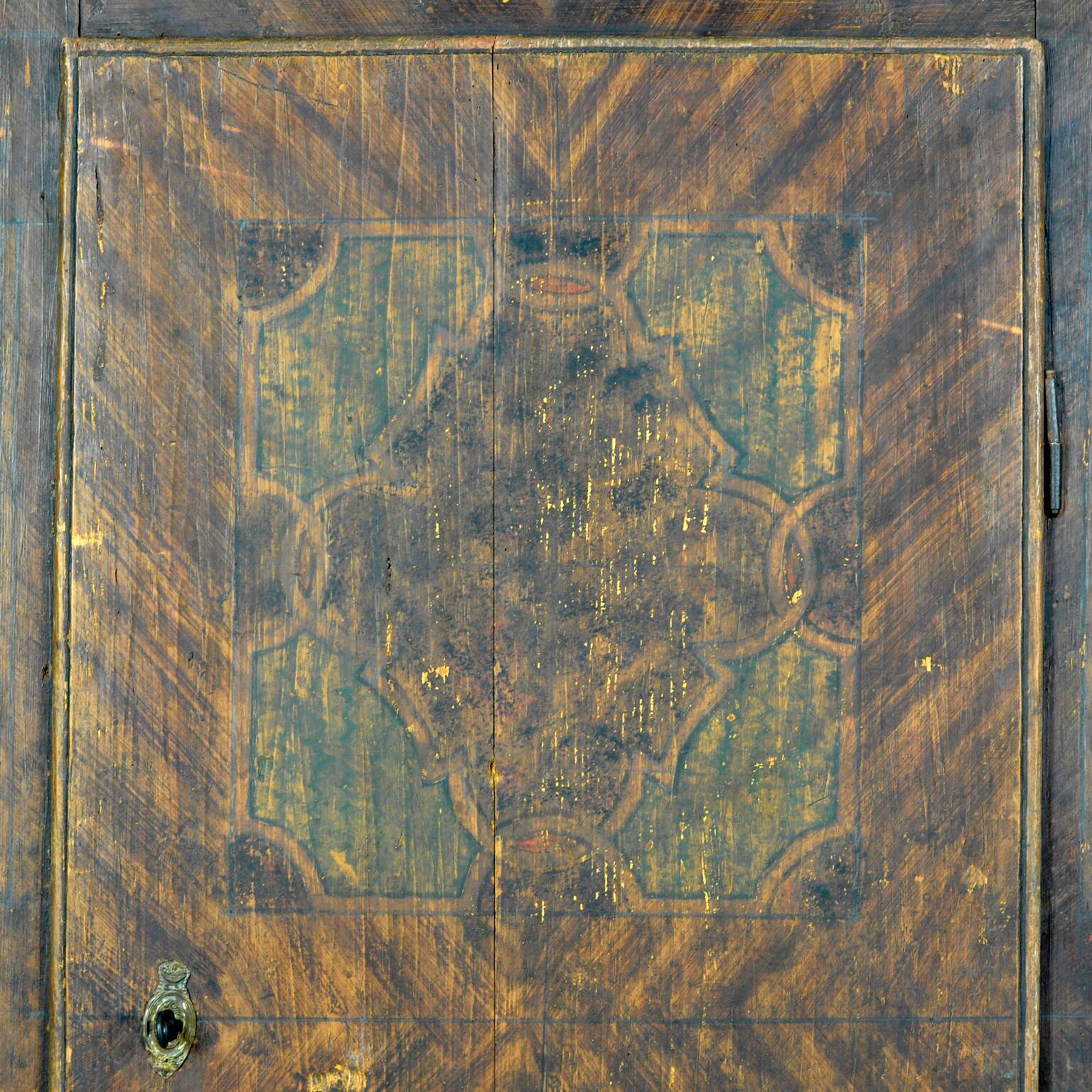 hand painted pine cabinet, circa 1850