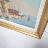 Old painting, oil on panel signed Roustin