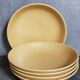 Five vintage natural stoneware soup plates