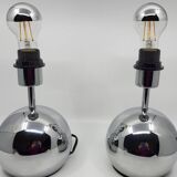 Paire de lampes boule, à poser en inox chromé Vintage