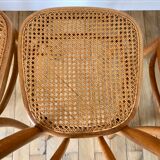 Set of 4 cane chairs in bentwood and honey-coloured cane thonet early 20th century