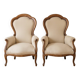 Pair of Voltaire armchairs in wood and gingham fabric.
